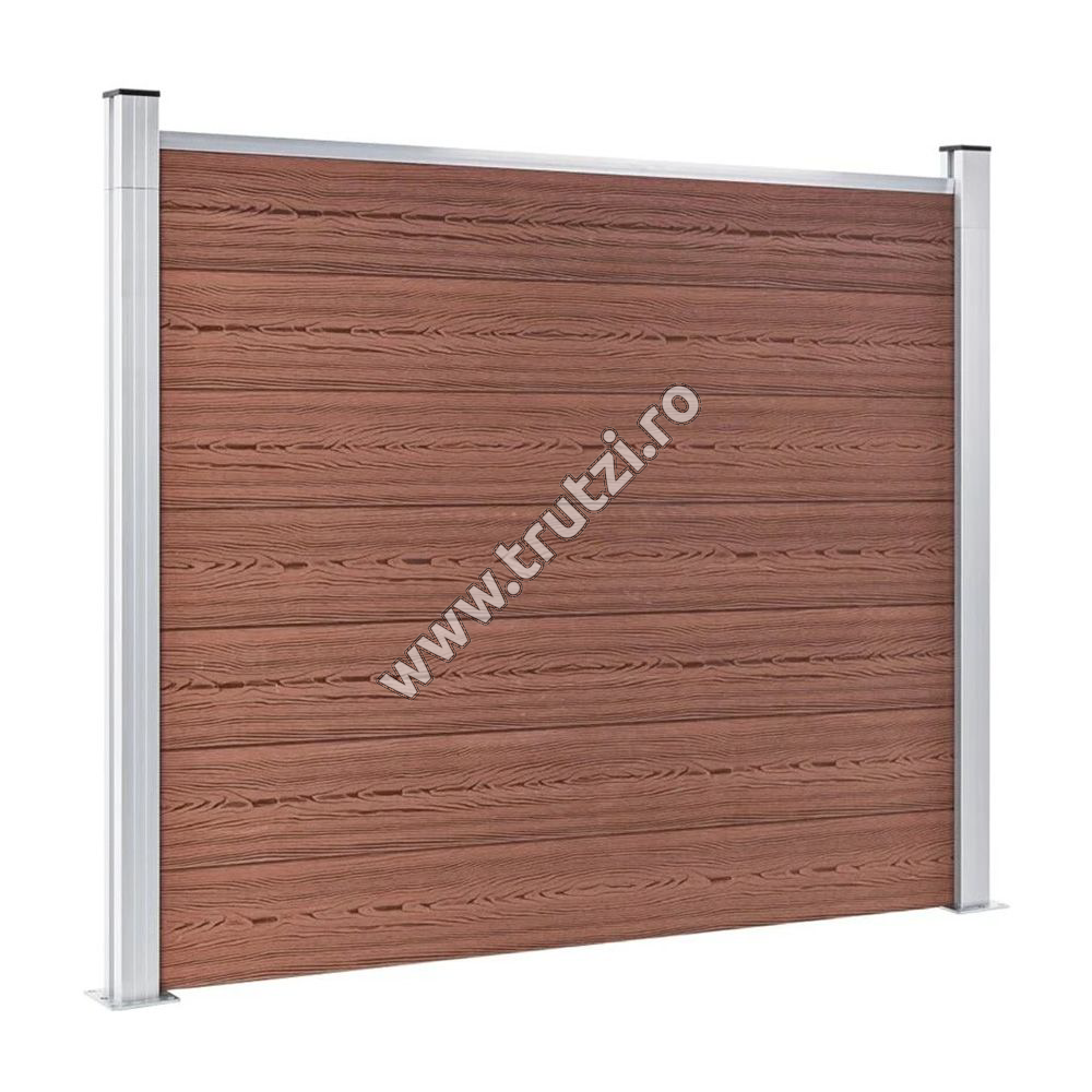 KIT GARD WPC TEC PRIVACY 1800X1800MM, STALP 2300MM, RAMA ALUMINIU ARGINTIE - imagine 2