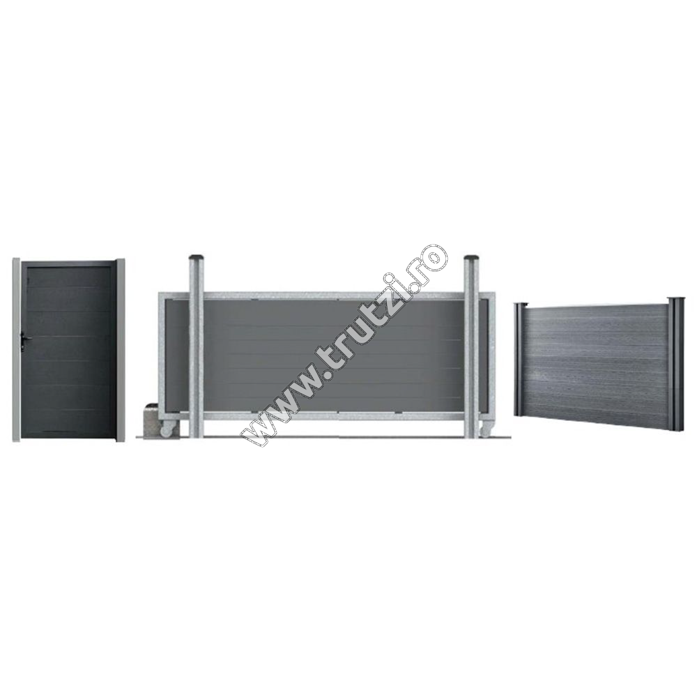 KIT GARD WPC TEC PRIVACY 1800X1800MM, STALP 2300MM, RAMA ALUMINIU ARGINTIE - imagine 3
