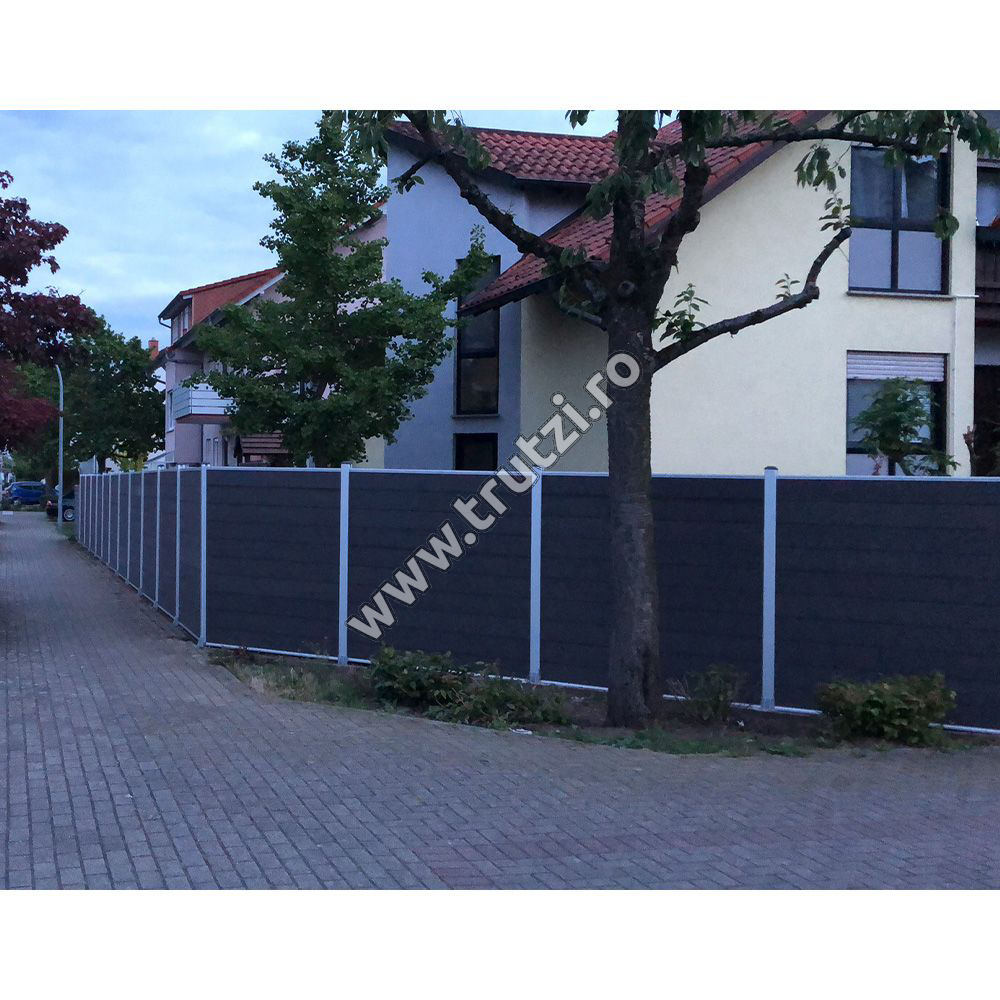 KIT GARD WPC TEC PRIVACY 1800X1800MM, STALP 2300MM, RAMA ALUMINIU ARGINTIE - imagine 5