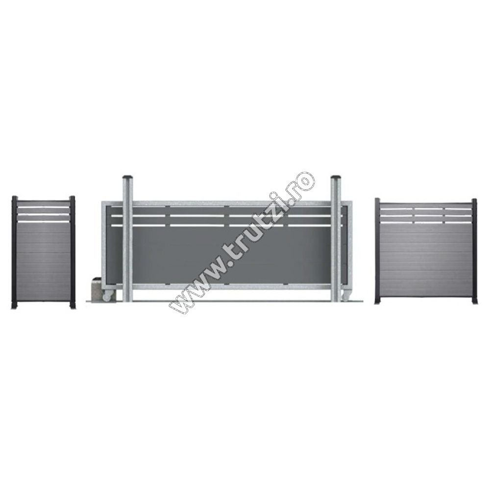KIT GARD WPC GRI INCHIS MID TRELLIS 1800X1800MM, STALP 2300MM, RAMA ALUMINIU NEA - imagine 2