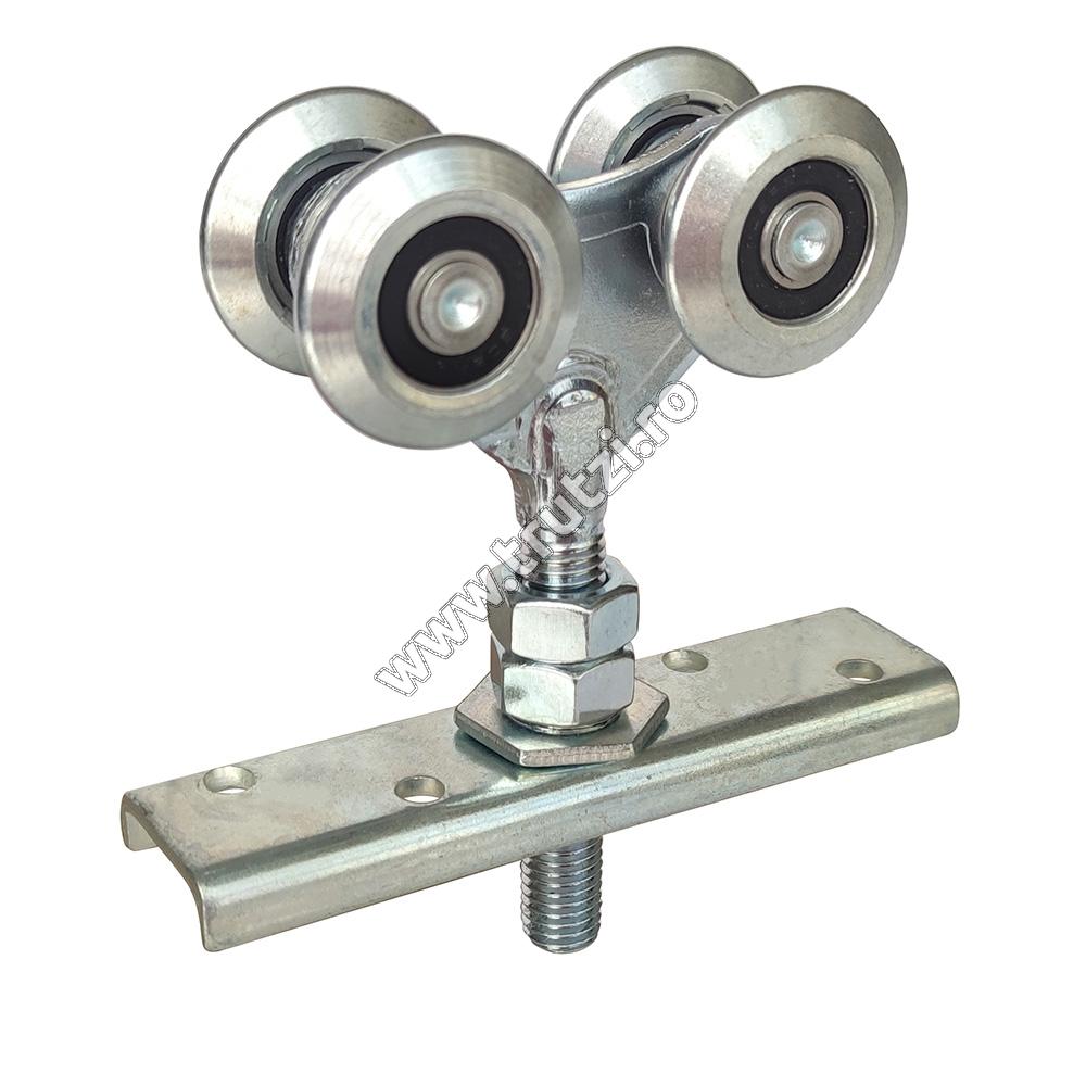 Imagine carucior cu 4 role pentru usi suspendate, d-38mm, c-29mm, c1-9mm, m-m12, h-124mm