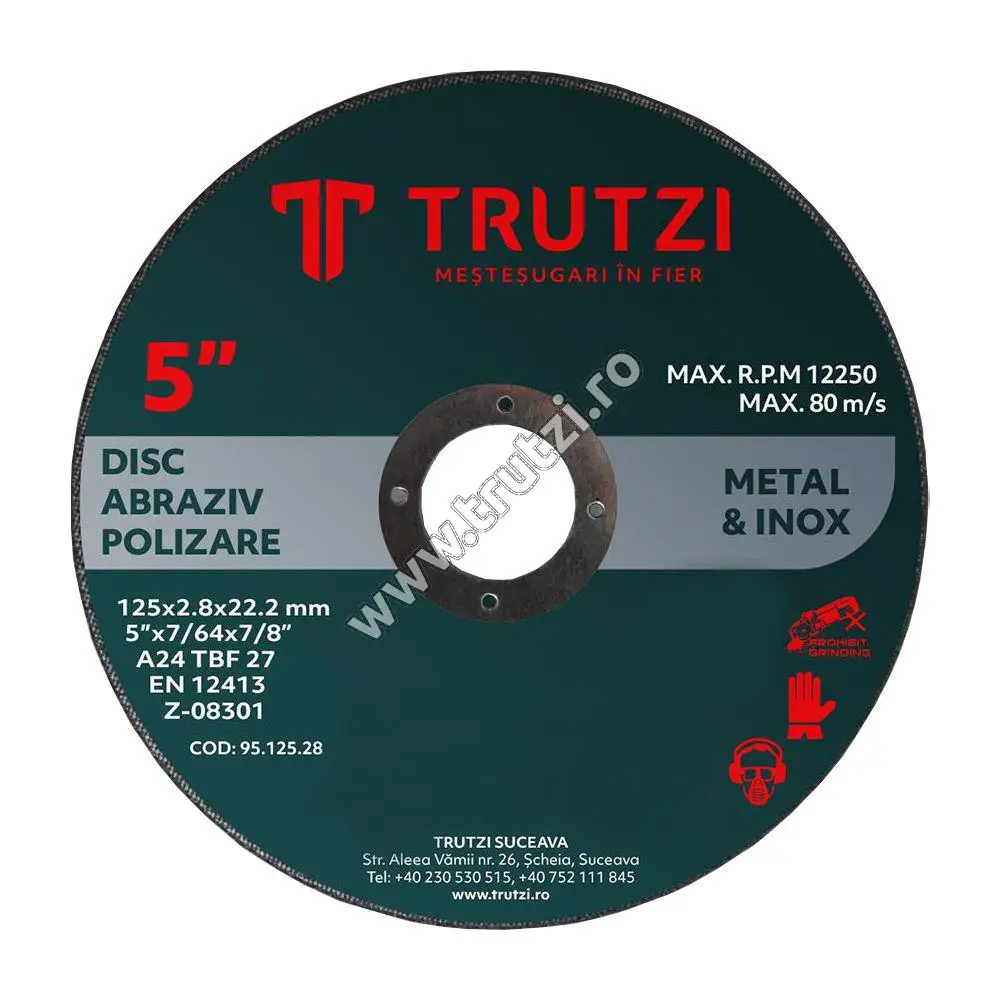 Imagine disc abraziv pt. polizat 125x2.8x22.0mm