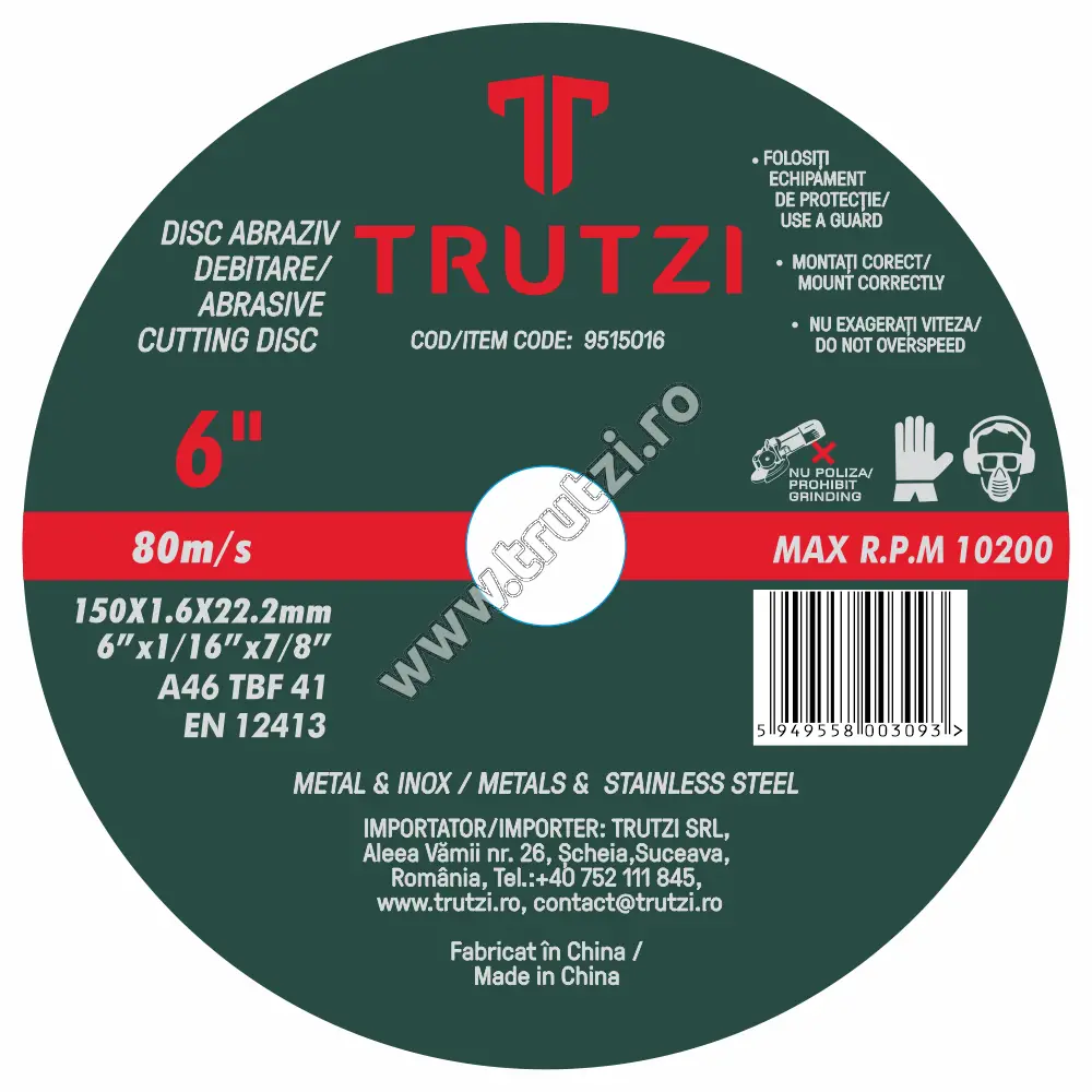 Imagine disc abraziv debitare metal 150x1.6x22.2mm