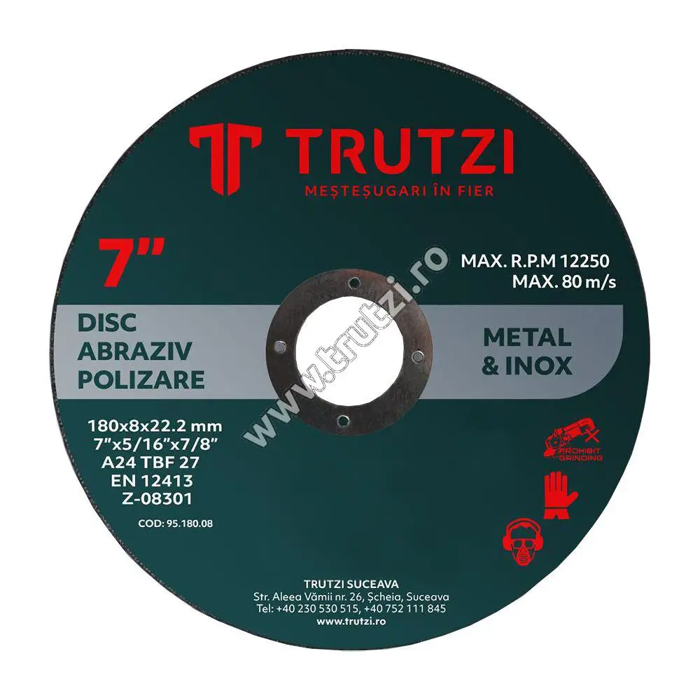 Imagine disc abraziv pt. polizat 180x8.0x22.0mm