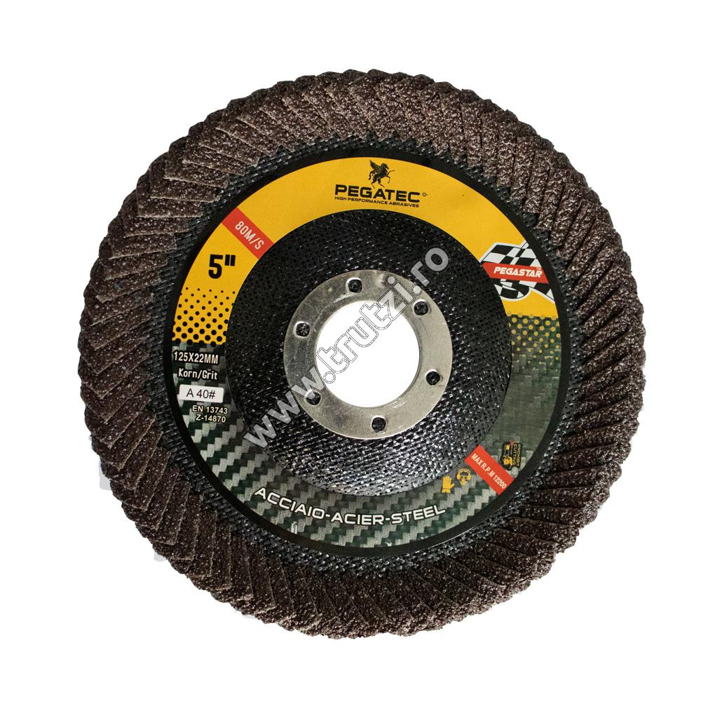Imagine disc lamelar pentru unghiuri 125x22mm, granulatie 40 pegatec