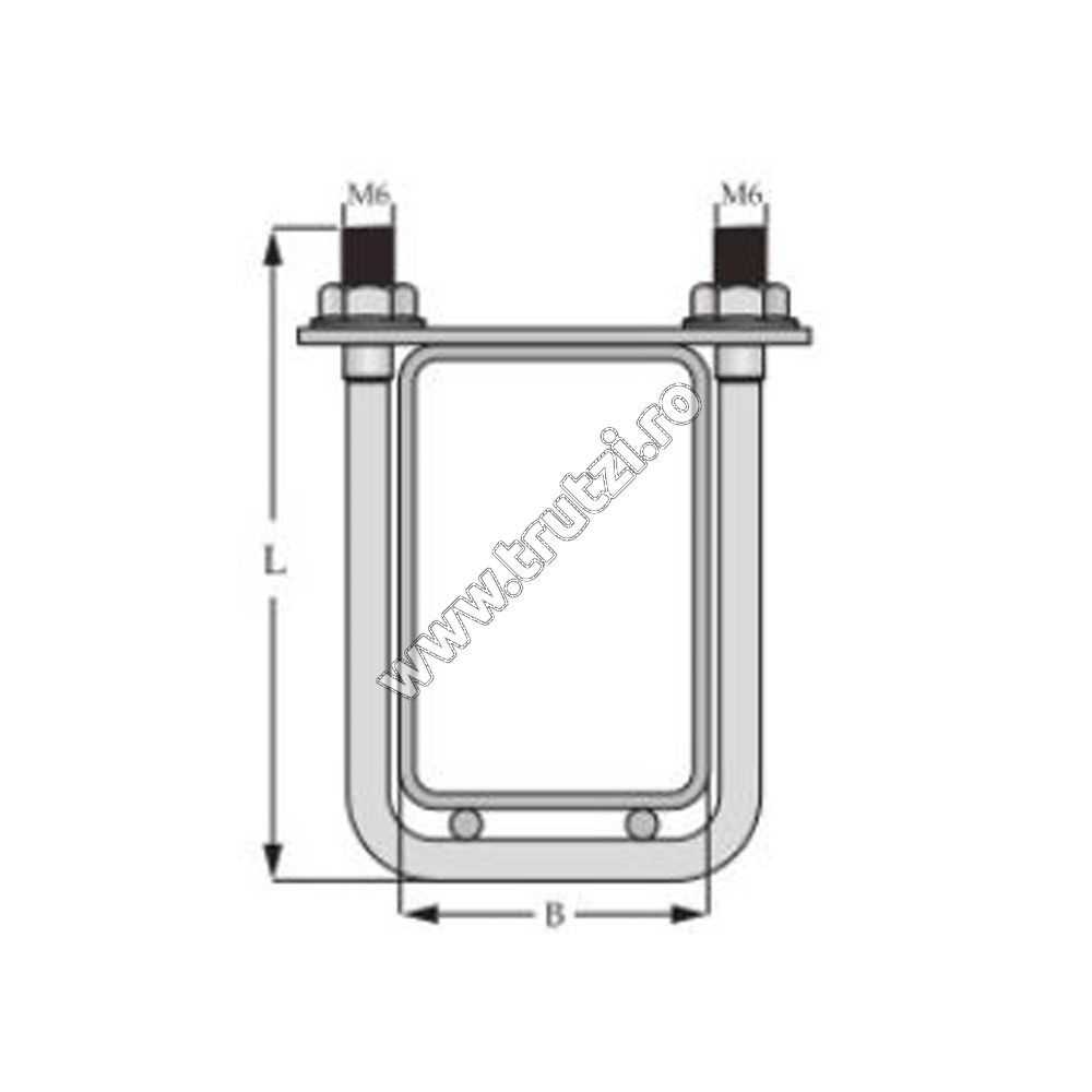 Imagine brida pentru prindere panouri bordurate m6x85mm pe stalp 60x40mm