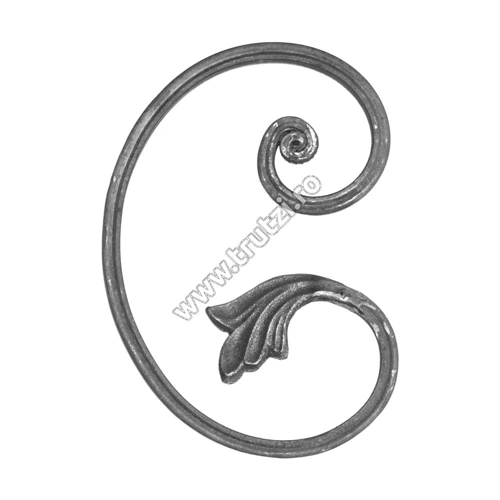 Imagine element "c" cu frunza roluit, sect 16x8mm canelat, h 195 mm, l 135 mm