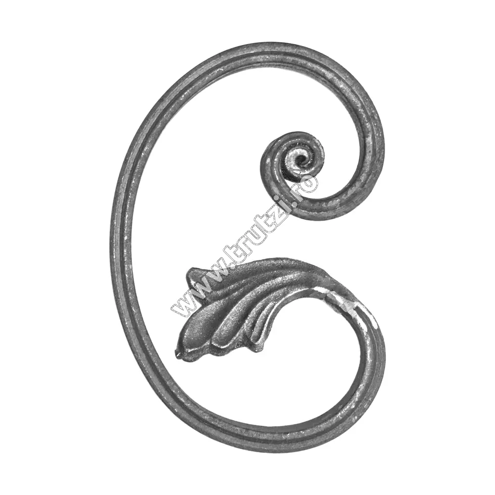 Imagine element "c" cu frunza roluit, sect.16x8 mm canelat, h 160mm, l 105mm