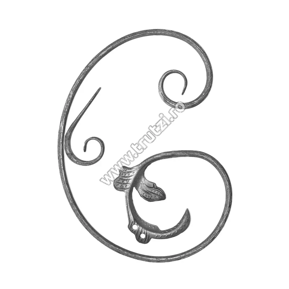 Imagine element "c" cu frunza sect. fi 12mm amprentat, h 400mm, l 300m