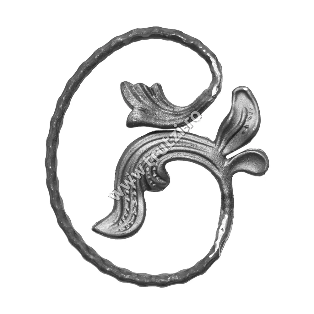 Imagine element "c" cu frunze sect.16x8 mm amprentat , h: 200mm, l : 180 mm