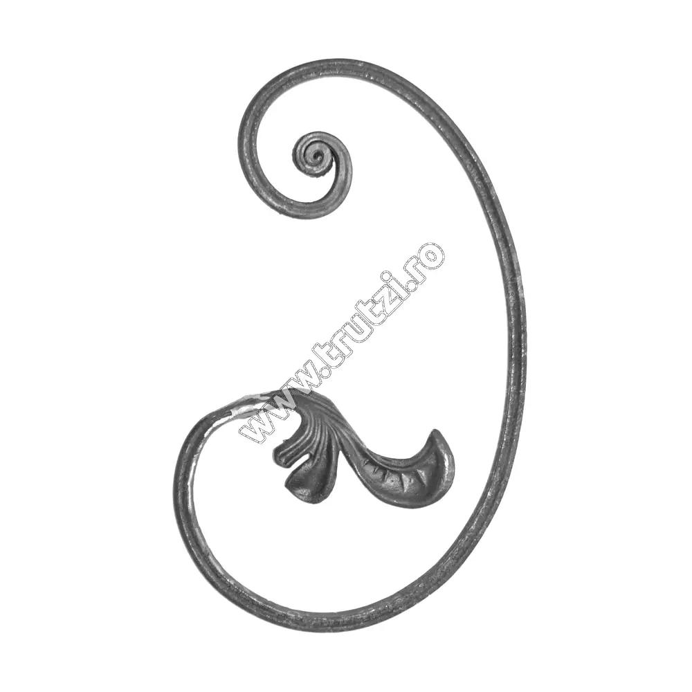 Imagine element "c" roluit cu frunza  sect 16x8 canelat , h 280 mm ; l 155 mm