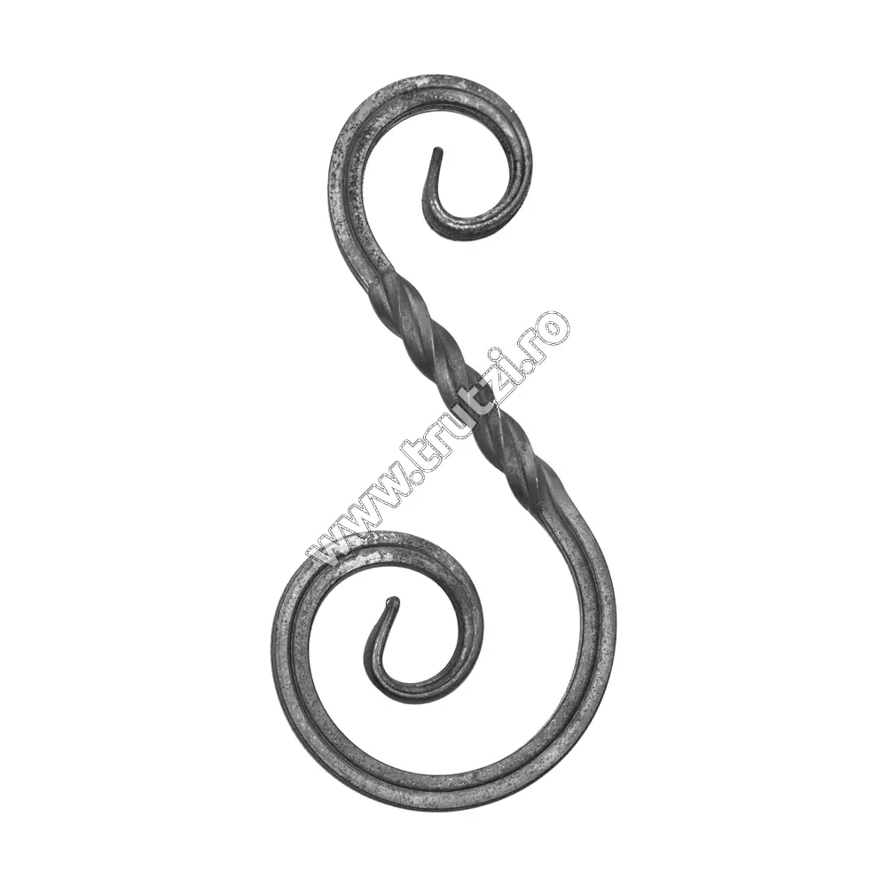 Imagine element "s" canelat partial rasucit sect. 14x14mm, h 250mm, l 125mm
