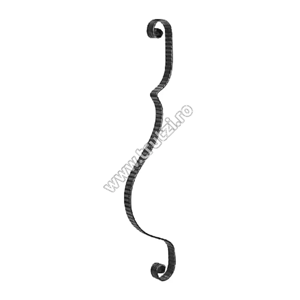 Imagine montant curbat sect. 30x5mm amprentat floare, int. 130mm, h 900mm