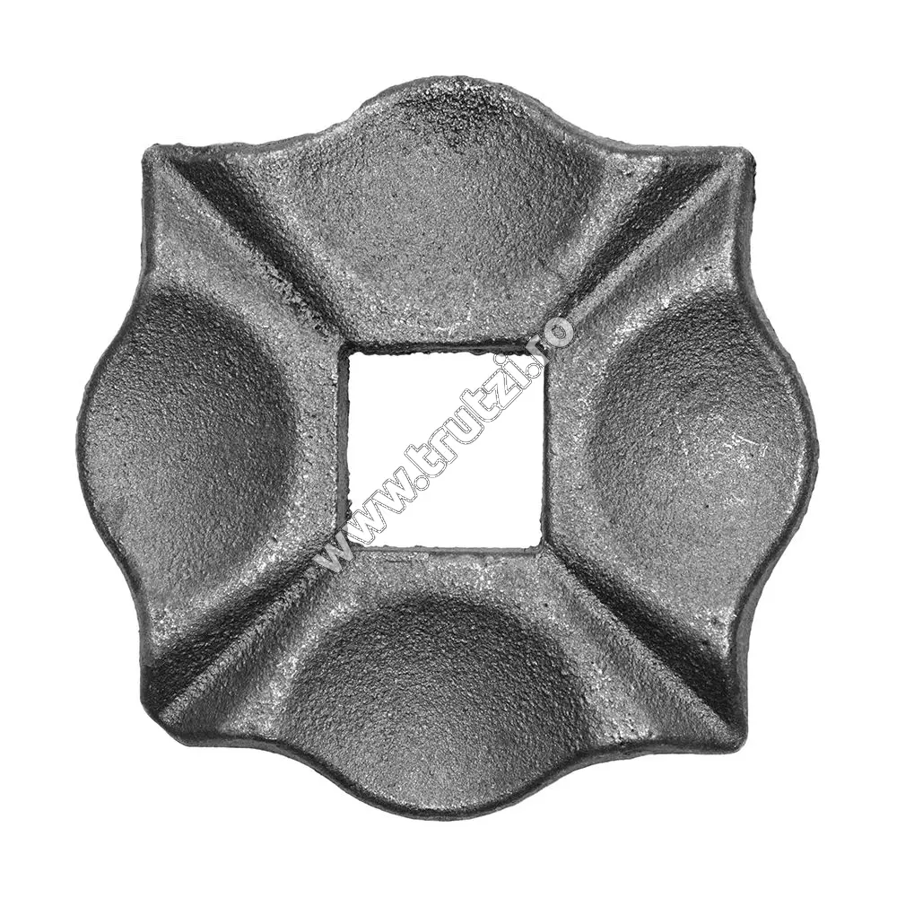 Imagine placuta forjat pt. balustrada 100x100mm, gaura 25x25mm, gr. 10 mm
