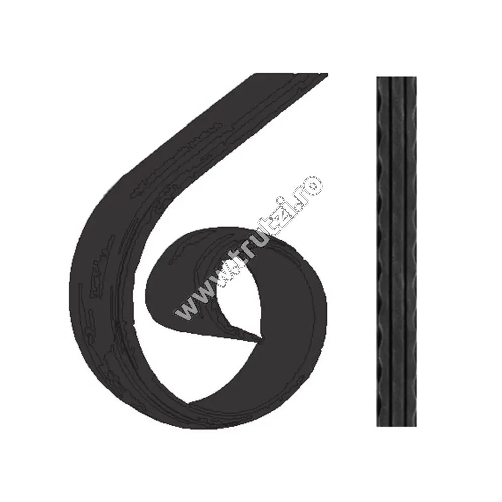 Imagine terminatie mana curenta sect. 40x8mm amprentat dungi, fi 150mm, l 250mm