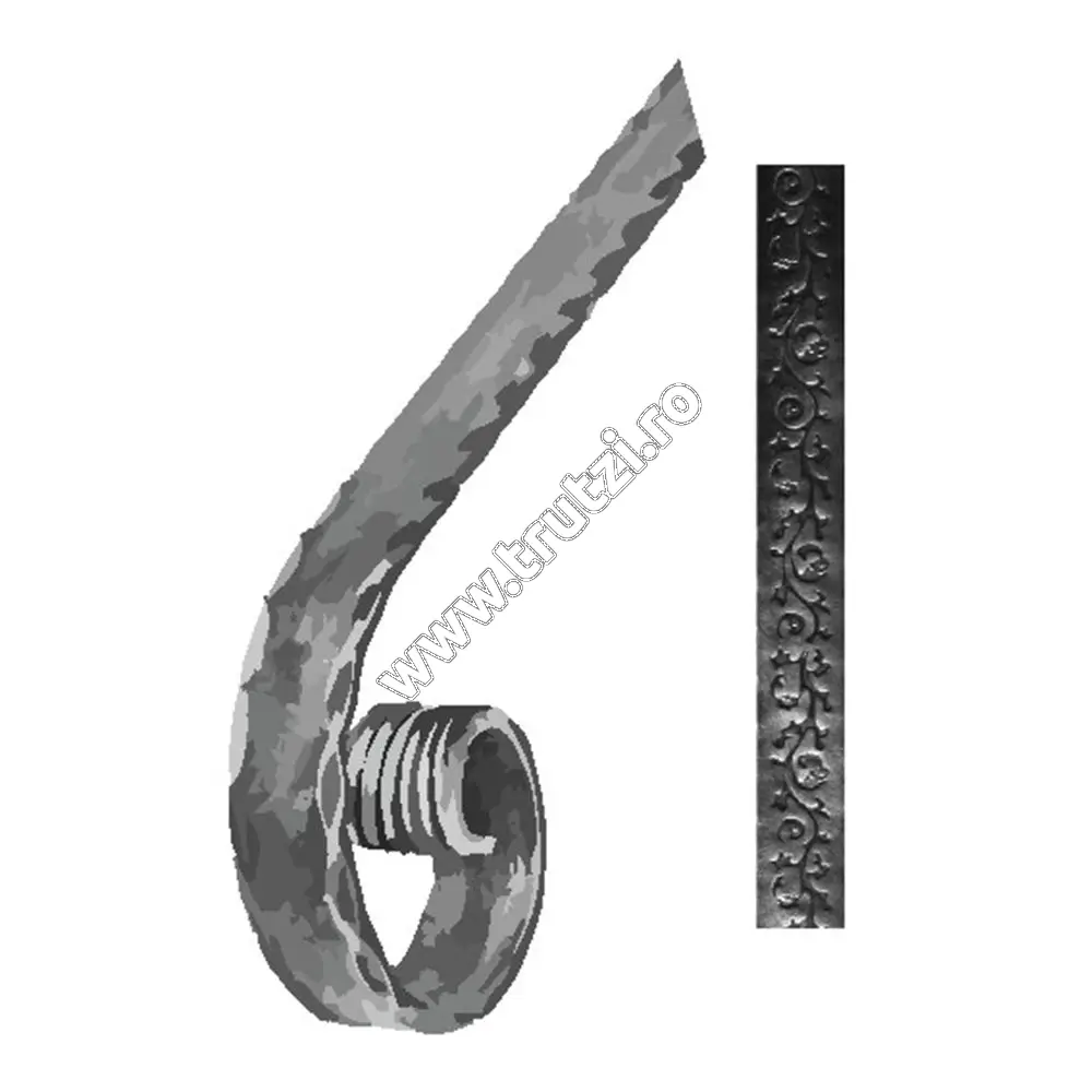 Imagine terminatie mana curenta sect. 40x8mm amprentat floare, fi 100mm, l 200mm