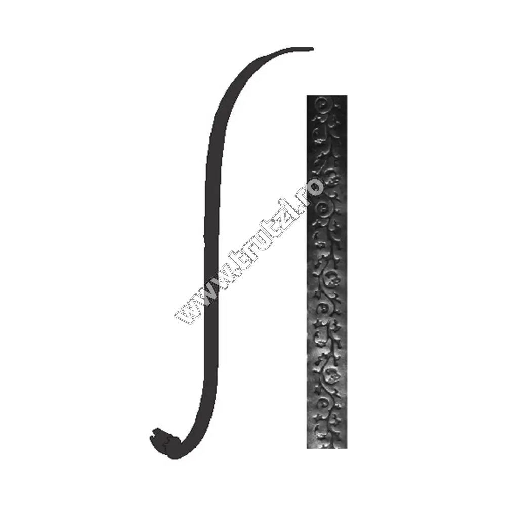 Imagine terminatie mana curenta sect. 40x8mm amprentat floare, h 700mm, l 200mm