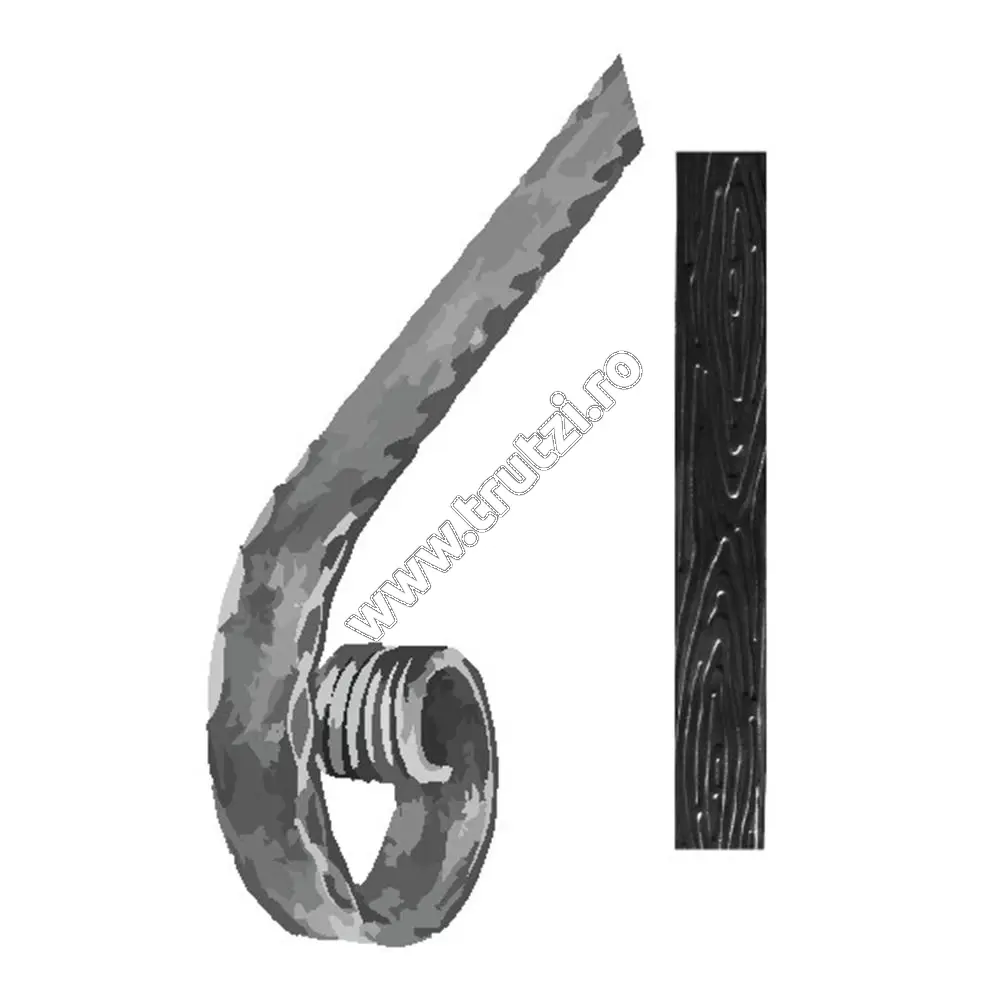 Imagine terminatie mana curenta sect. 40x8mm amprentat scoarta, fi 100mm, l 200mm