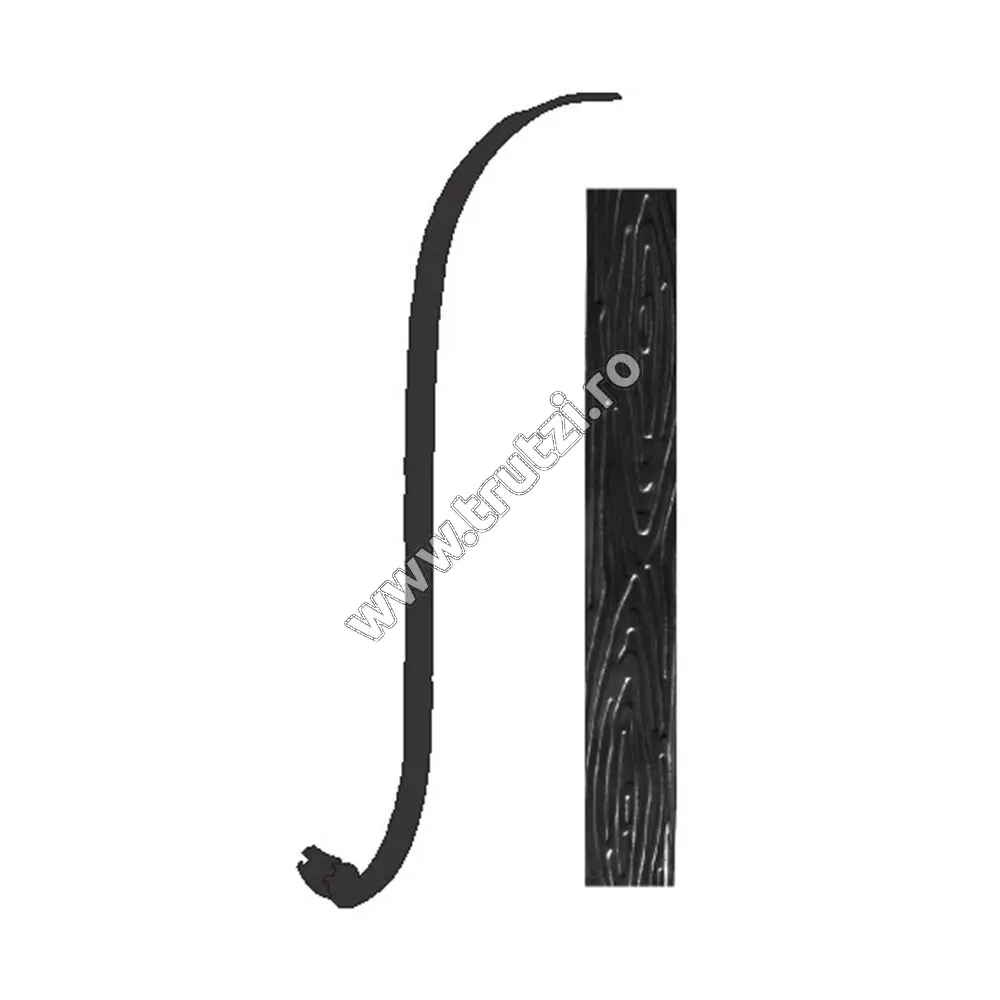 Imagine terminatie mana curenta sect. 40x8mm amprentat scoarta, h 700mm, l 200mm