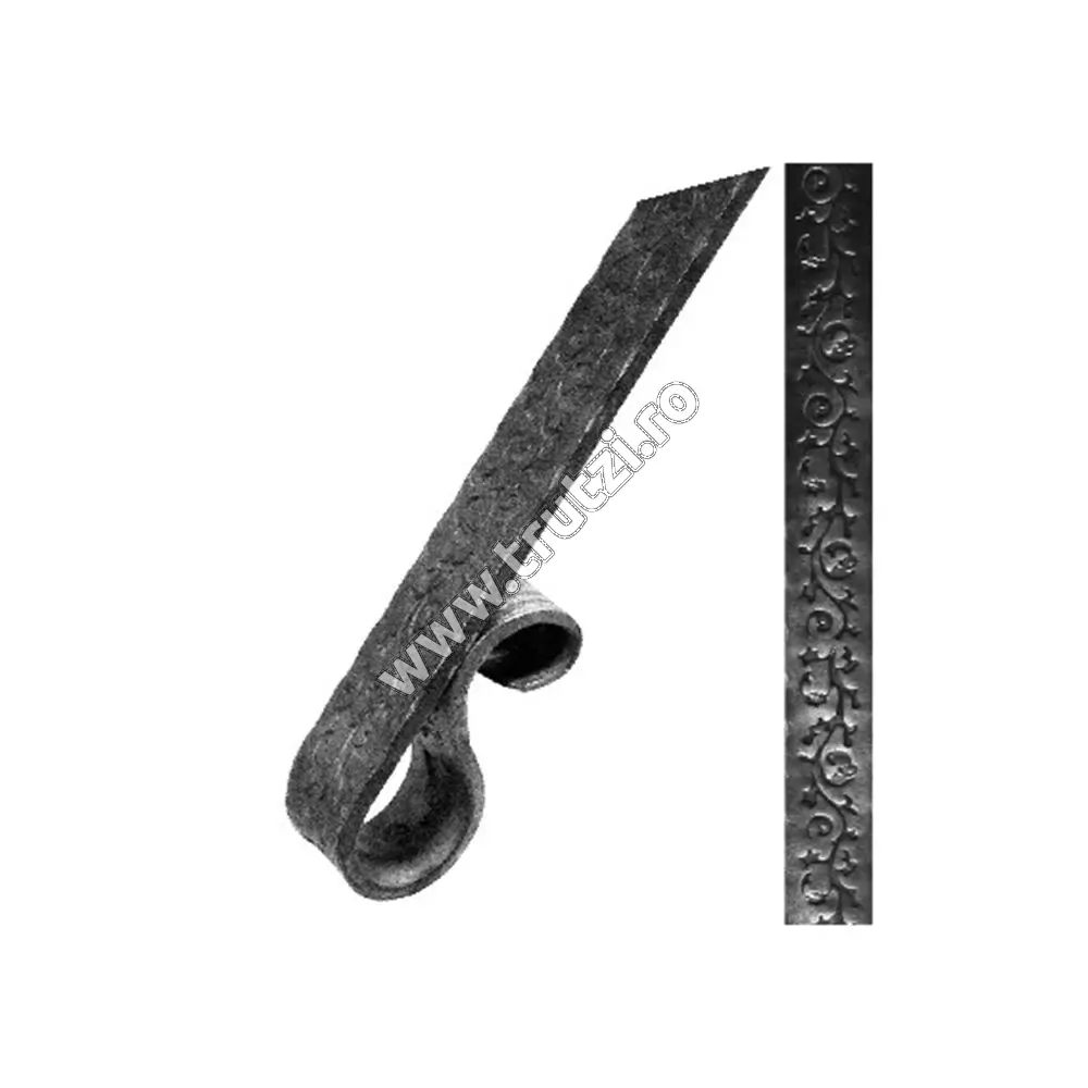 Imagine terminatie poarta sect. 40x5mm amprentat floare, h 120mm, l 300mm