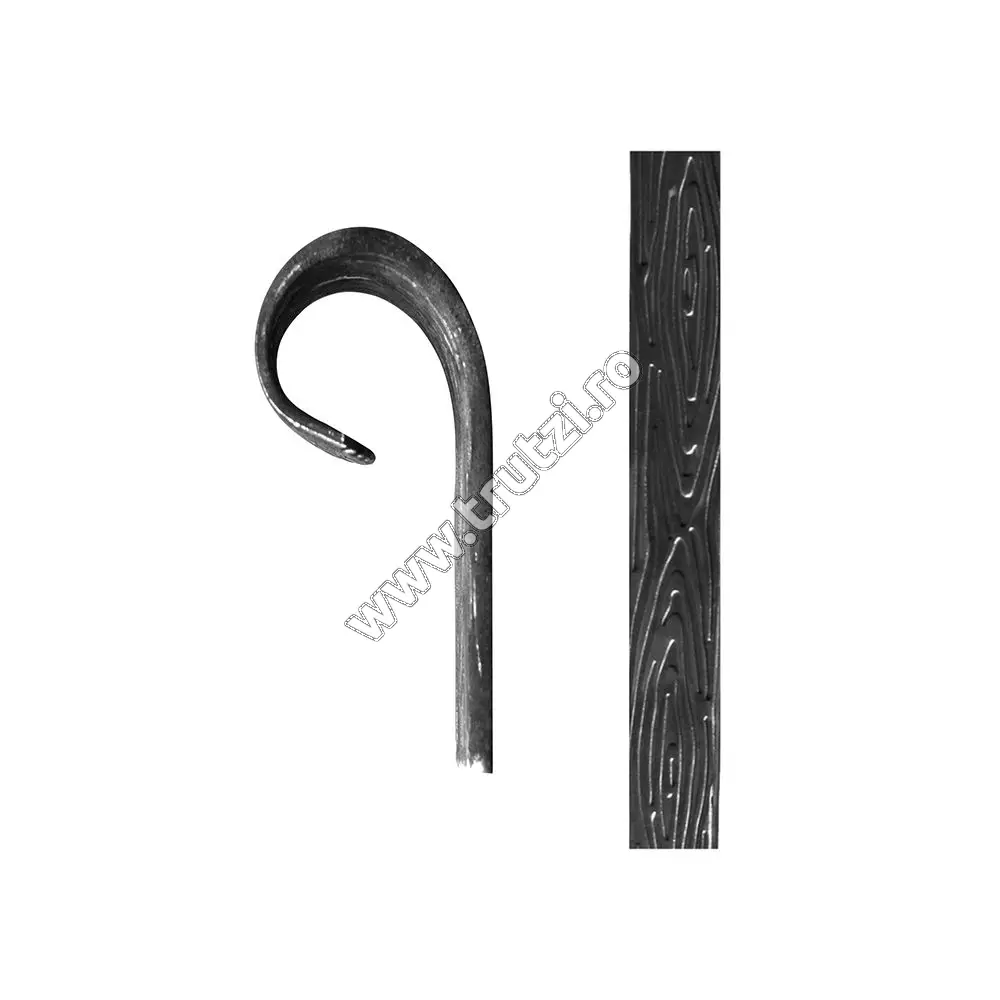 Imagine terminatie poarta sect. 40x5mm amprentat scoarta, h 100mm, l 70mm