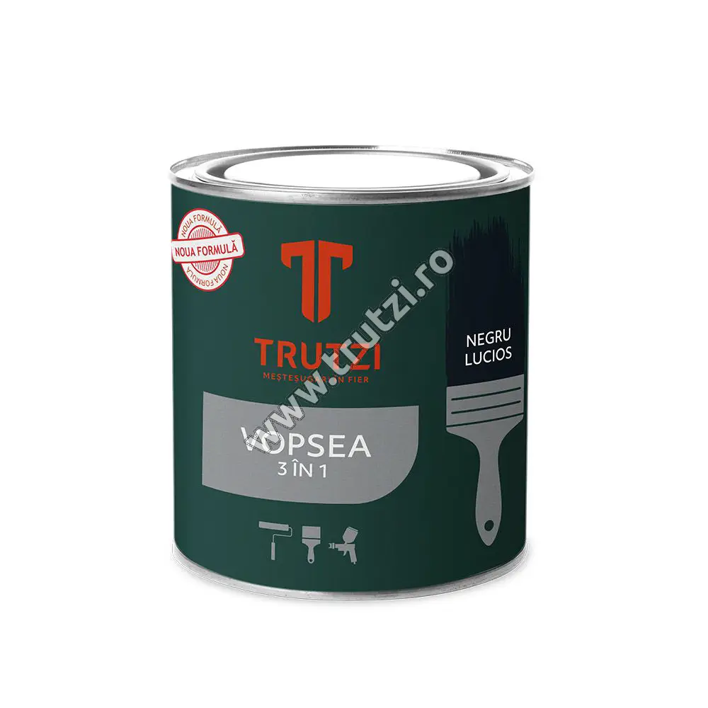 Imagine vopsea alchidica negru lucios 3 in 1, 0.75l, u.n.