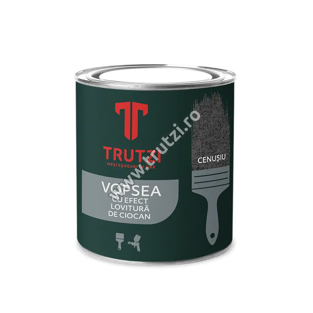 Imagine vopsea cu efect lovitura de ciocan cenusiu 0.75 l