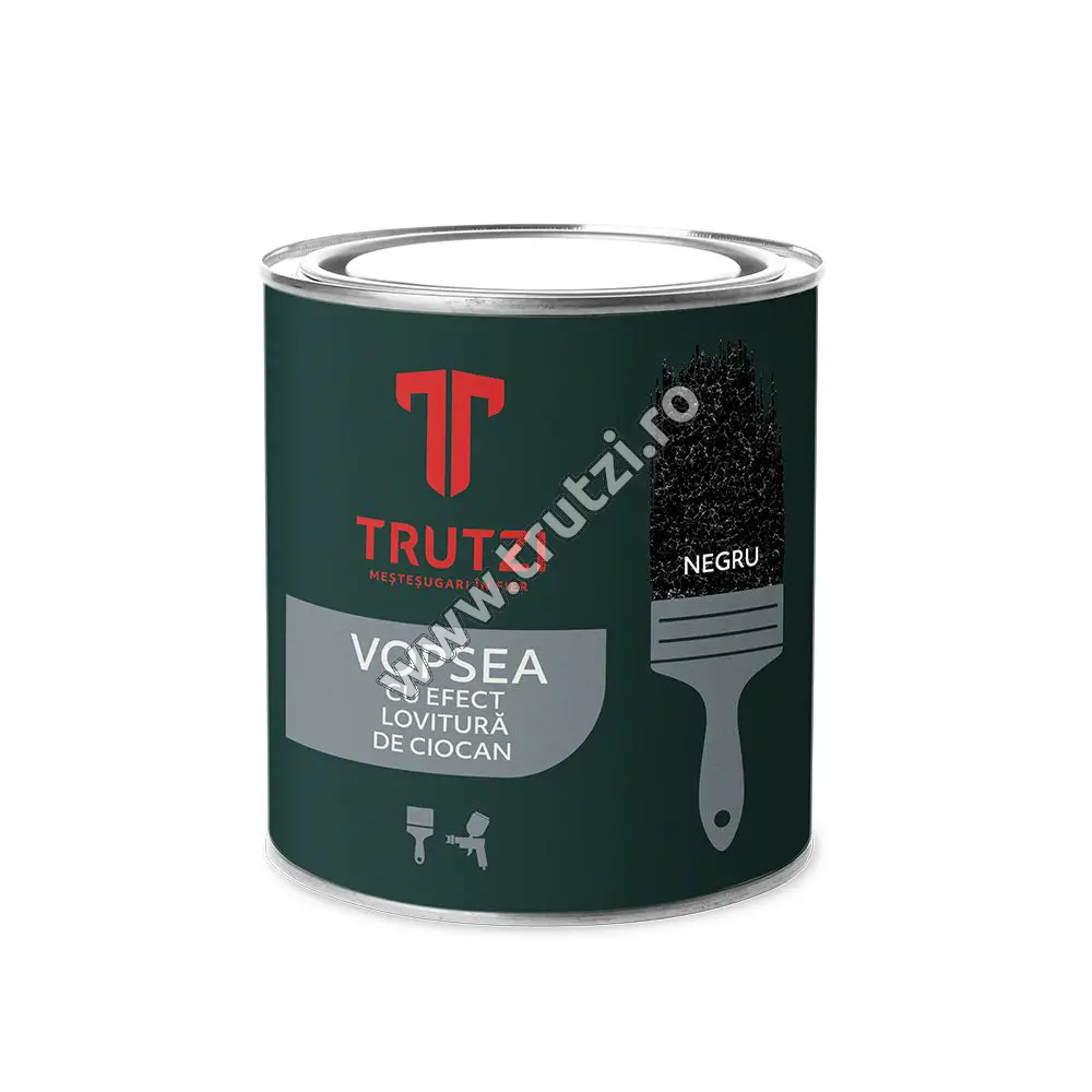 Imagine vopsea cu efect lovitura de ciocan negru 20 l